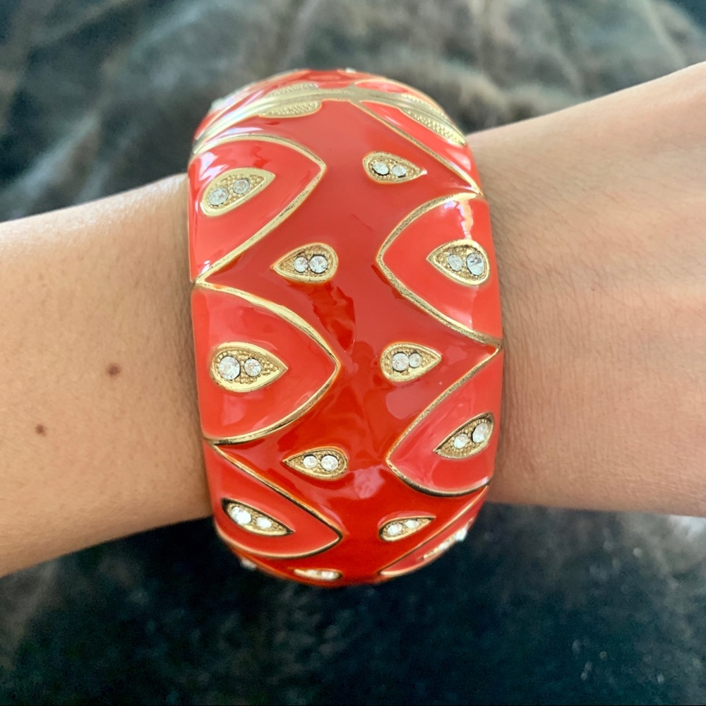 Bright Coral Enamel Bracelet